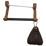 Vintage Hand-Held Golf Club Carrier with Rawhide Straps & Leather Golf Ball Pouch