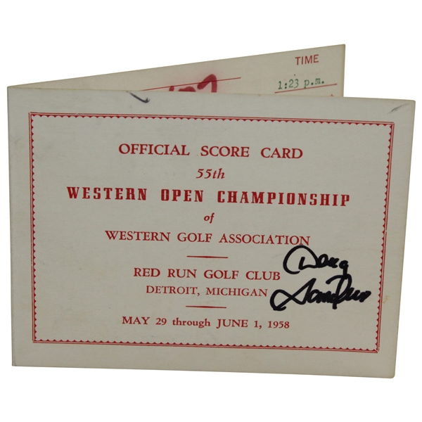 Champion Doug Sanders Signed 1958 Western Open at Red Run GC Scorecard JSA ALOA