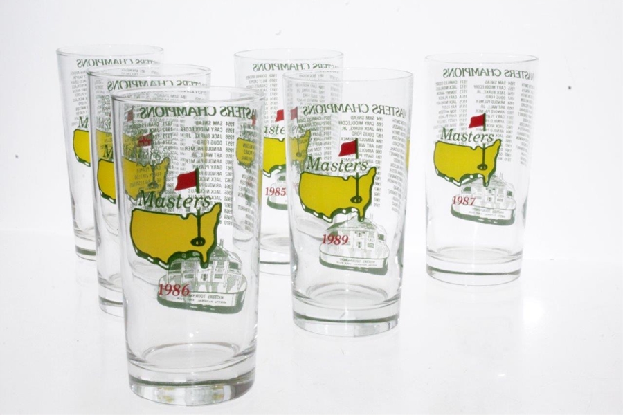 1984-1989 Masters Tournament Commemorative Glasses - 6 Total