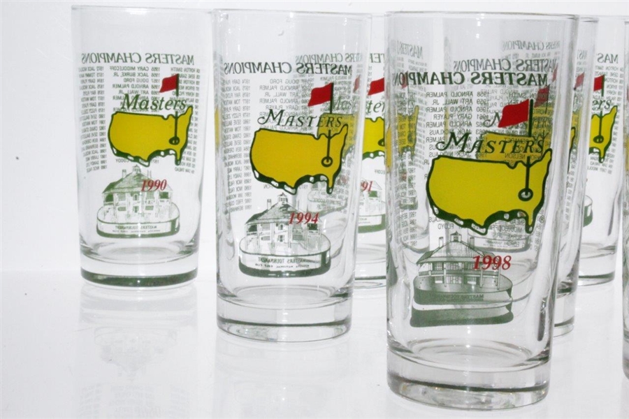 1990-1999 Masters Tournament Commemorative Glasses - 10 Total