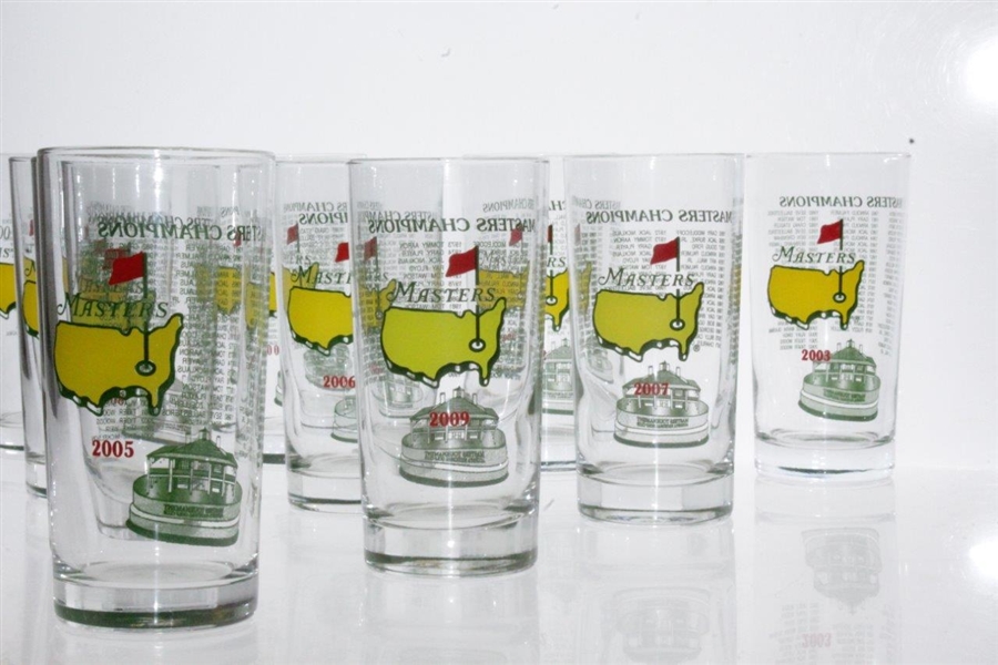 2000-2009 Masters Tournament Commemorative Glasses - 10 Total