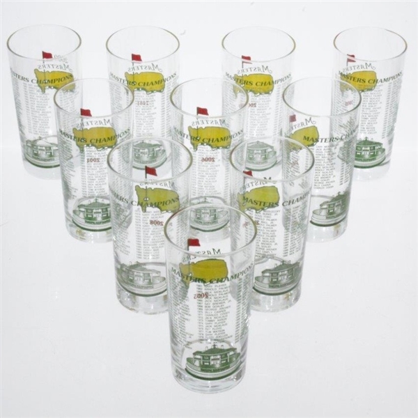 2000-2009 Masters Tournament Commemorative Glasses - 10 Total