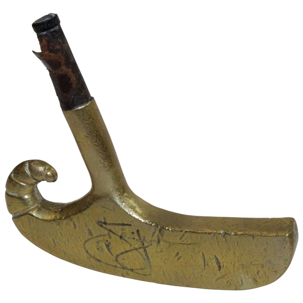 Jim Furyk Signed King Snake Rattle Brass Putter Head with Score Inscription JSA ALOA