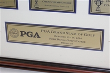 Rory McIlroy, Bubba Watson, Martin Kaymer, & Jim Furyk Signed Grand Slam of Golf Flag - Framed JSA ALOA