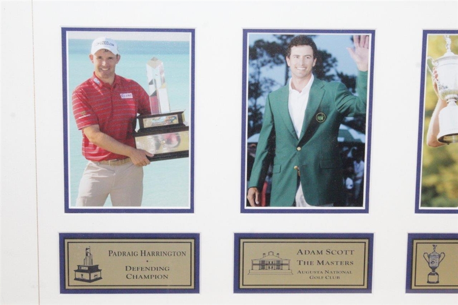 Justin Rose, Padraig Harrington, Jason Dufner, & Adam Scott Signed Grand Slam of Golf Flag - Framed JSA ALOA