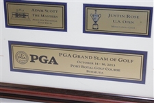 Justin Rose, Padraig Harrington, Jason Dufner, & Adam Scott Signed Grand Slam of Golf Flag - Framed JSA ALOA
