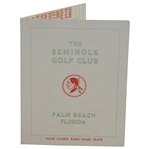 Vintage The Seminole Golf Club Scorecard - Rod Munday Collection