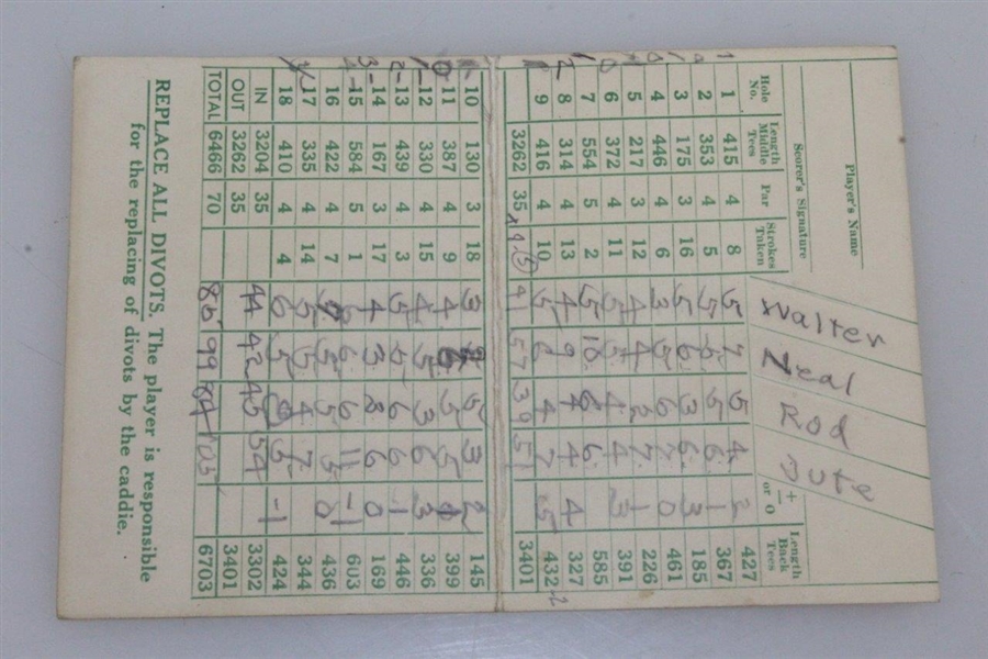 Vintage Pine Valley Golf Club Used Scorecard - Rod Munday Collection
