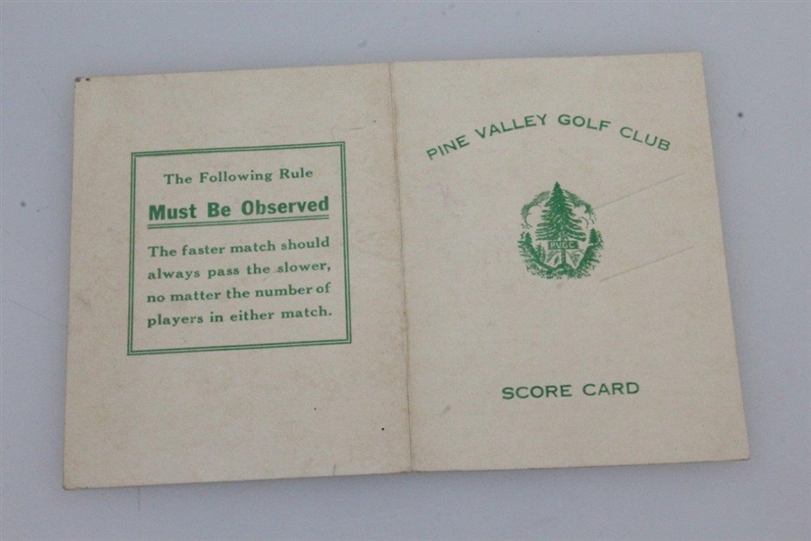 Vintage Pine Valley Golf Club Used Scorecard - Rod Munday Collection