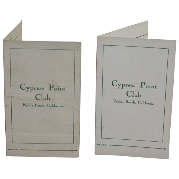 Two Vintage Cypress Point Club Scorecards - Rod Munday Collection