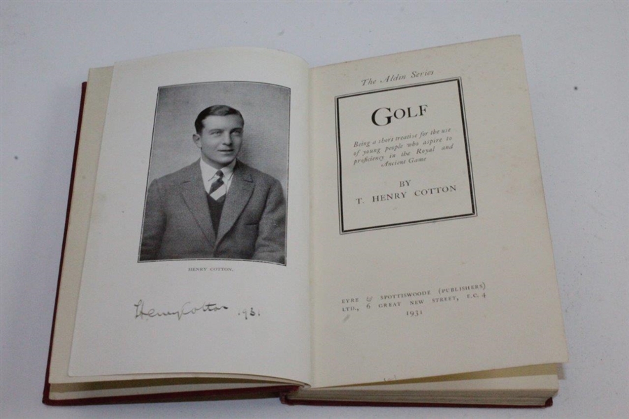 Henry Cotton Signed 1931 'Golf: Being A Short Treatise... Book with Photo JSA ALOA