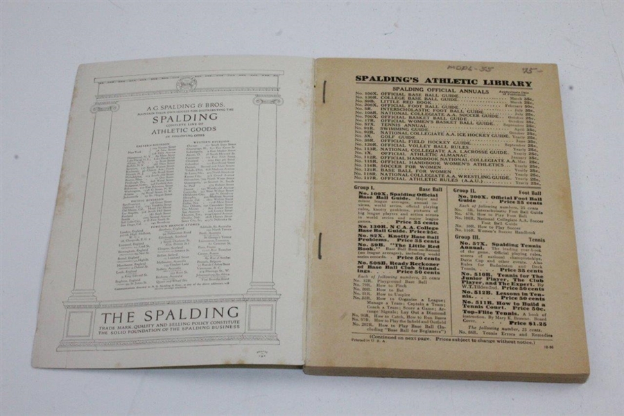 1931 Spalding Athletic Library Booklet with Bobby Jones  with Grand Slam Trophies Cover