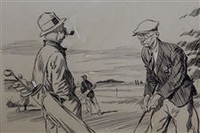 Circa 1930's Original Persistent Fair (After Air Shot) Ink with Gouche Highlights - Framed