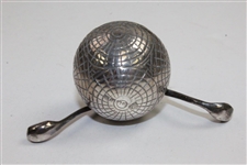Vintage Silver Golf Ball Themed Inkwell with Crossed Clubs