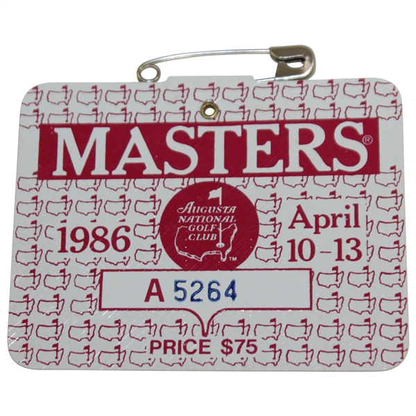 1986 Masters Tournament SERIES Badge #A5264 - Jack Nicklaus 6th Masters Win