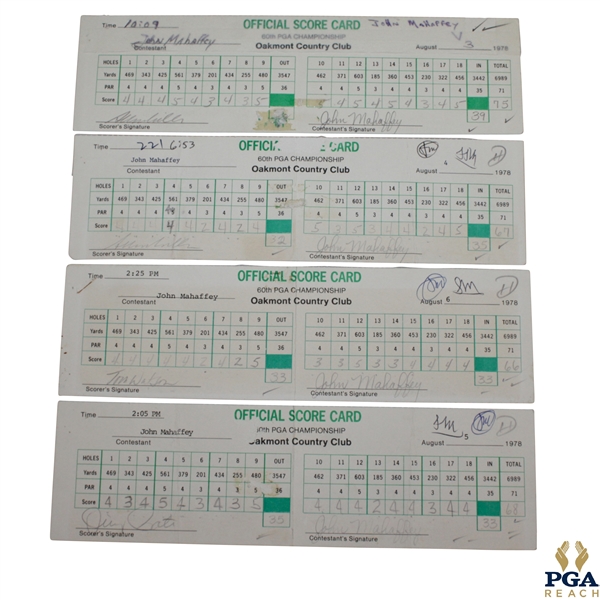 John Mahaffey 1978 PGA Championship at Oakmont CC Winning Scorecards JSA ALOA