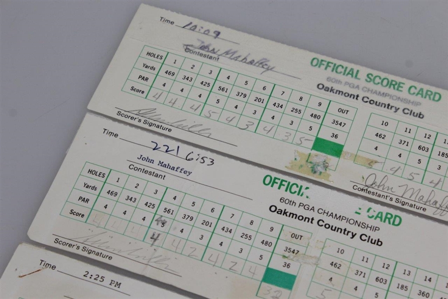 John Mahaffey 1978 PGA Championship at Oakmont CC Winning Scorecards JSA ALOA
