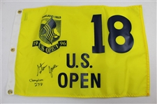 Steve Jones Signed 1996 US Open at Oakland Hills Flag, Hat, & Family Badge JSA ALOA