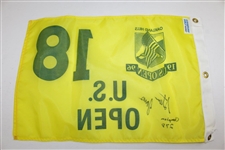 Steve Jones Signed 1996 US Open at Oakland Hills Flag, Hat, & Family Badge JSA ALOA
