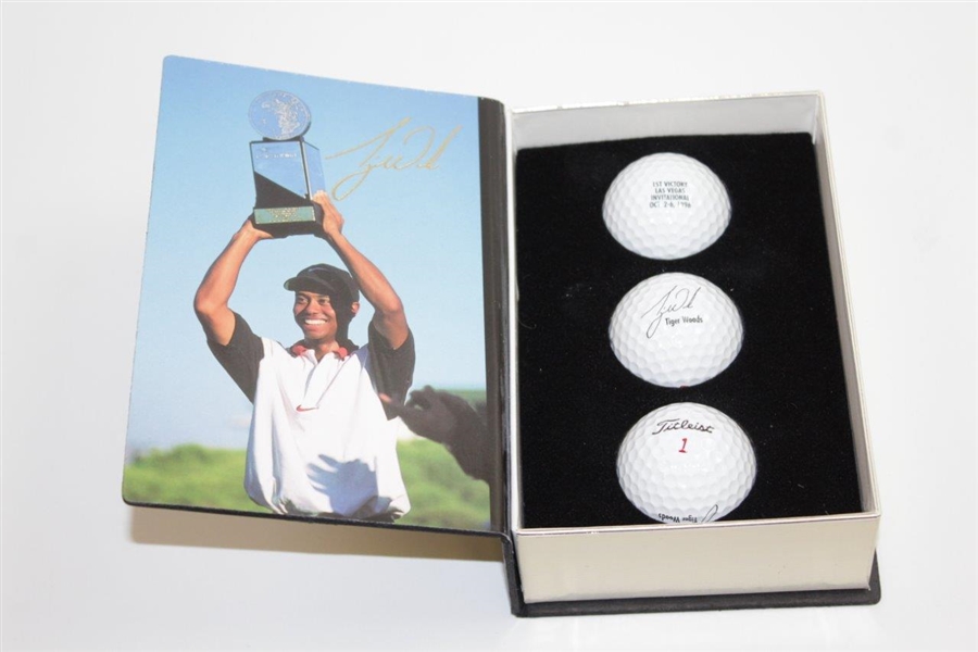 Tiger Woods 1st Victory Las Vegas Invitational Ltd Ed Commemorative Golf Ball Set in Box