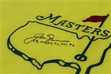 Jack Nicklaus Signed Masters Embroidered Undated Flag with Years Won Inscription BECKETT #A50401