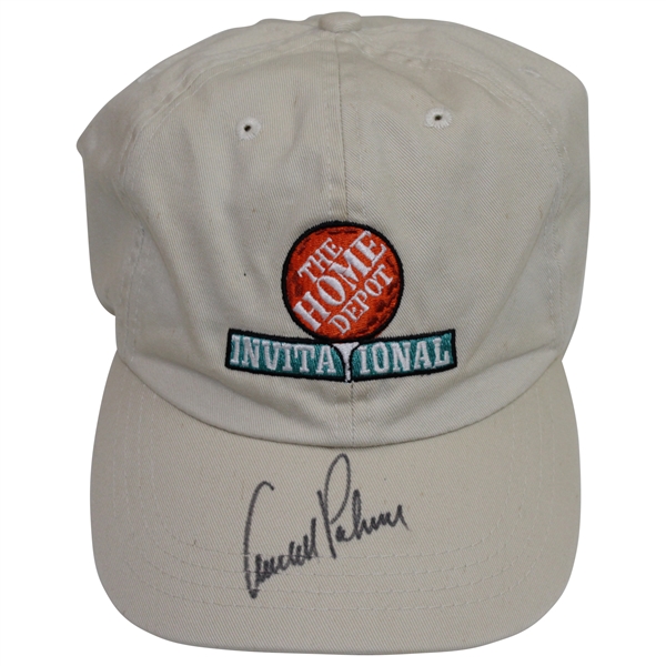 Arnold Palmer Signed The Home Depot Invitational Khaki Hat JSA ALOA