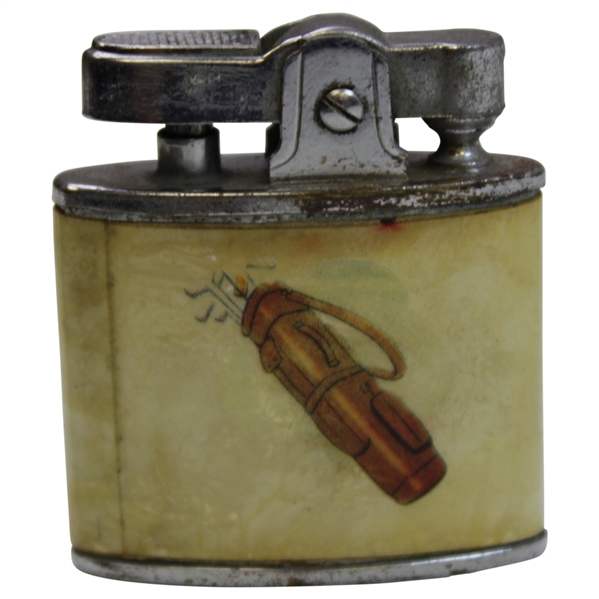 Vintage Golf Bag with Clubs & Male Post-Swing Golfer Themed Lighter