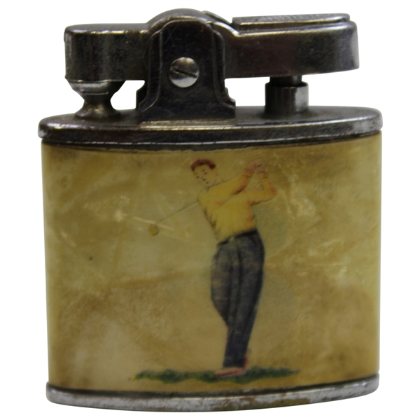 Vintage Golf Bag with Clubs & Male Post-Swing Golfer Themed Lighter
