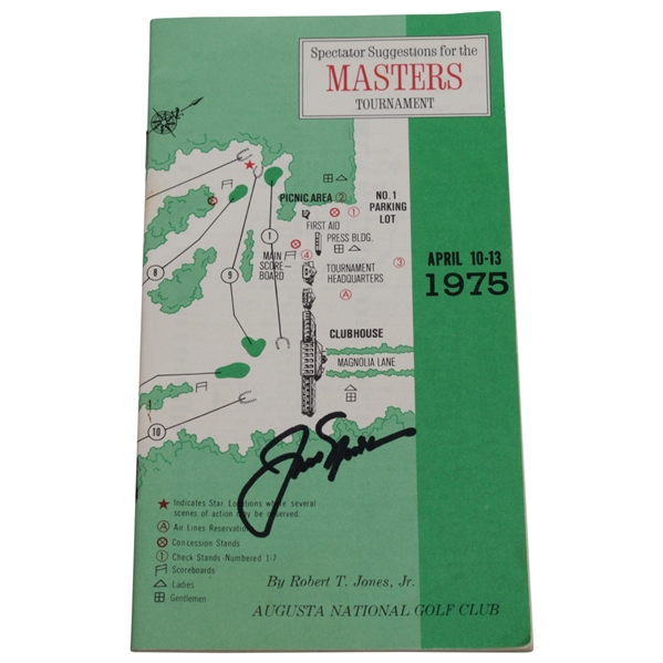 Jack Nicklaus Signed 1975 Masters Tournament Spectator Guide JSA ALOA