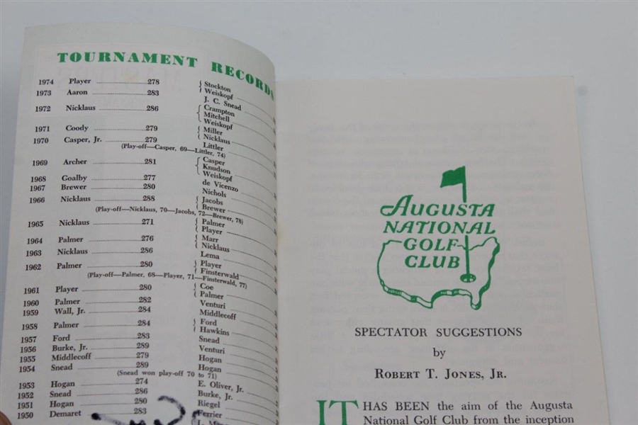 Jack Nicklaus Signed 1975 Masters Tournament Spectator Guide JSA ALOA