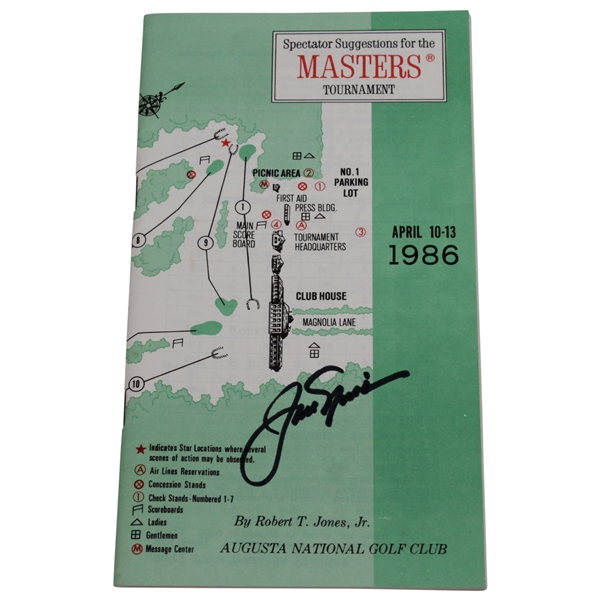 Jack Nicklaus Signed 1986 Masters Tournament Spectator Guide JSA ALOA