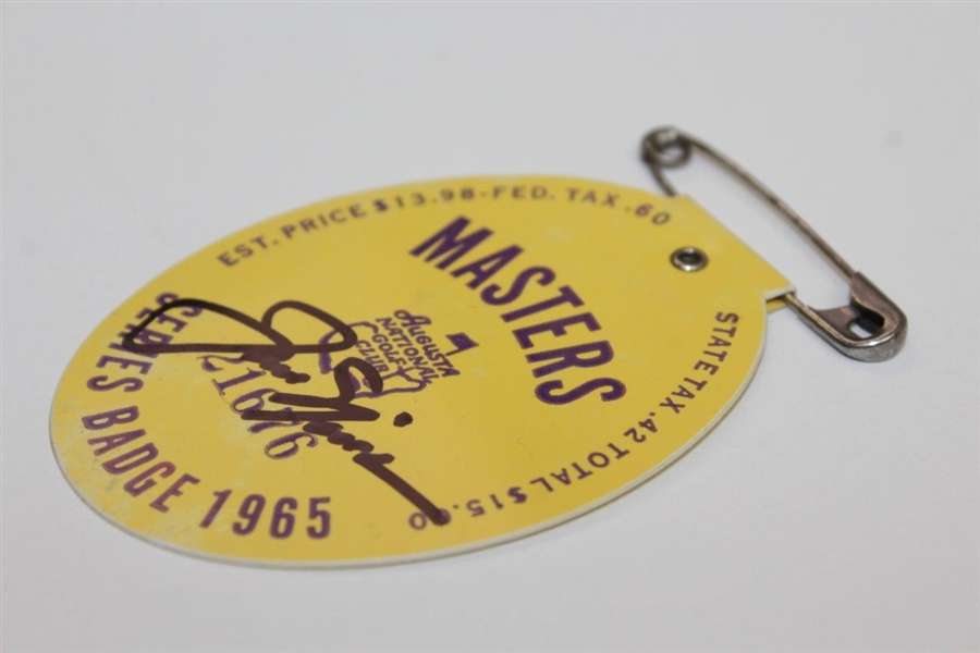 Jack Nicklaus Signed 1965 Masters Tournament SERIES Badge #21676 JSA ALOA