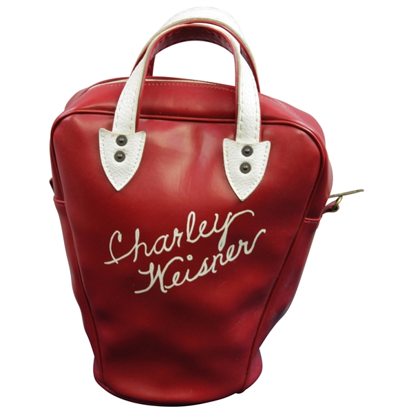 Classic Charley Weisner Red & White Golf Shag Bag