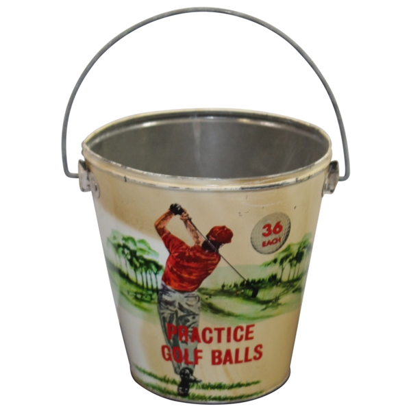 Classic Metal Practice Golf Balls Bucket Holds 36 - Good Condition