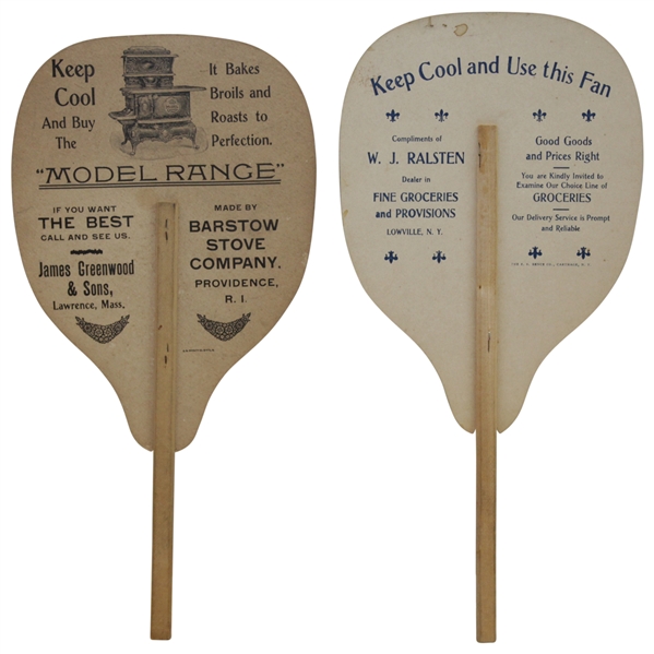 1904 Copyright Pair of Two Vintage Lady Golfer Fans - Excellent Condition