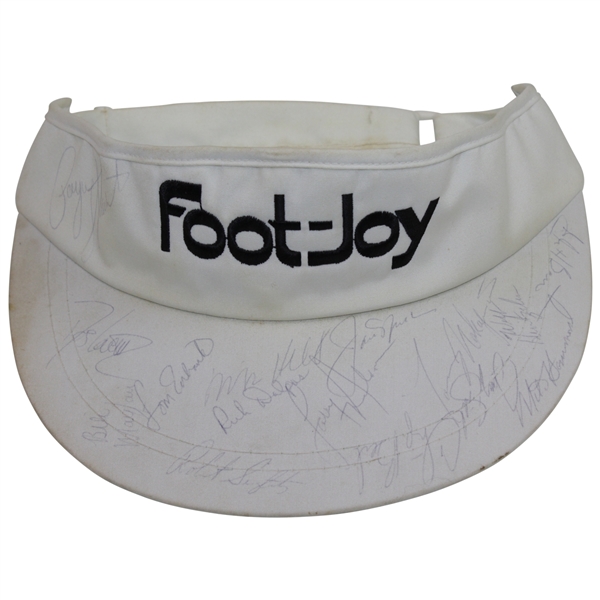 Payne Stewart, Jack Nicklaus, & others Signed White Foot-Joy Visor JSA ALOA