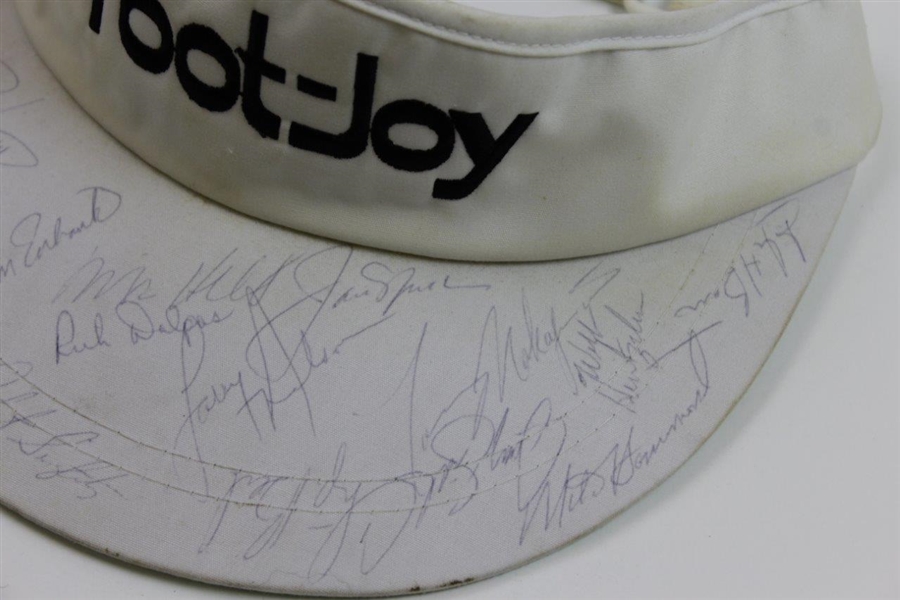 Payne Stewart, Jack Nicklaus, & others Signed White Foot-Joy Visor JSA ALOA
