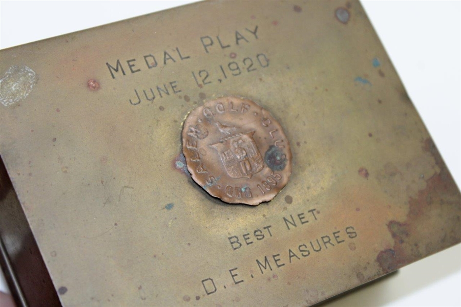 1920 Salem Golf Club Medal Play Best Net Trophy Box Won by D. E. Measures