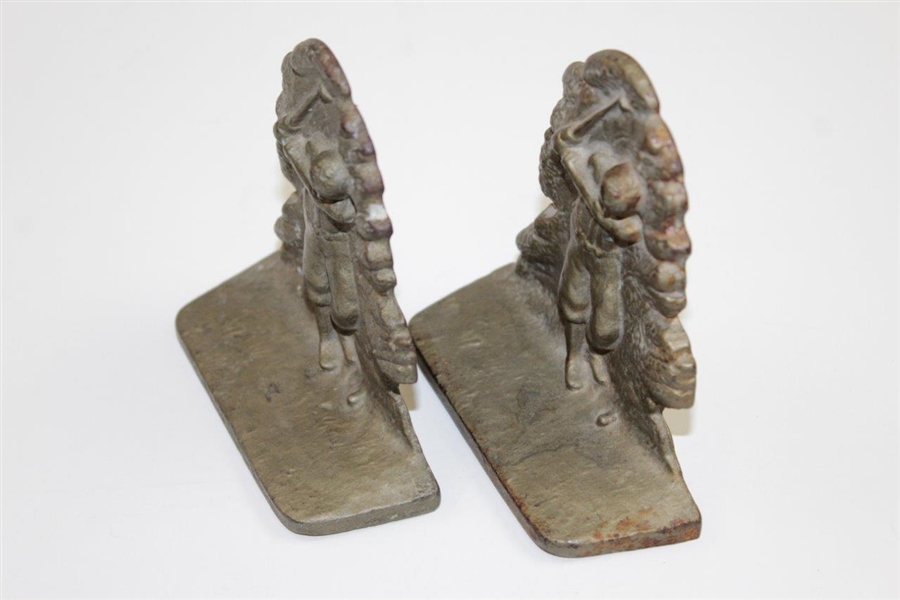 Vintage Cast Iron Bookends with Bobby Jones Likeness by A.C. Williams