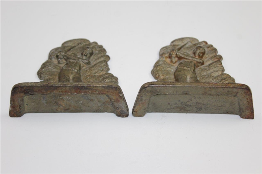 Vintage Cast Iron Bookends with Bobby Jones Likeness by A.C. Williams