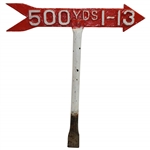 Vintage Hand-Painted Metal Orange with White 500yds 1-13 Sign