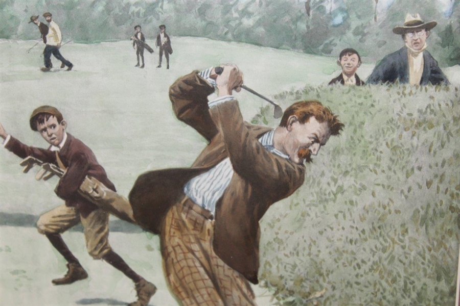 A.B. Frost Golf Print Hand-colored by Meredith Nemin - Framed