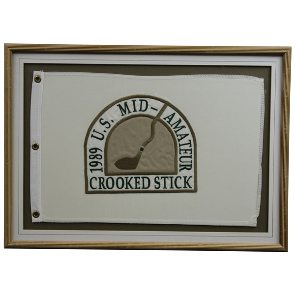 1989 U.S. Mid-Amateur Championship at Crooked Stick Embroidered Flag - Framed