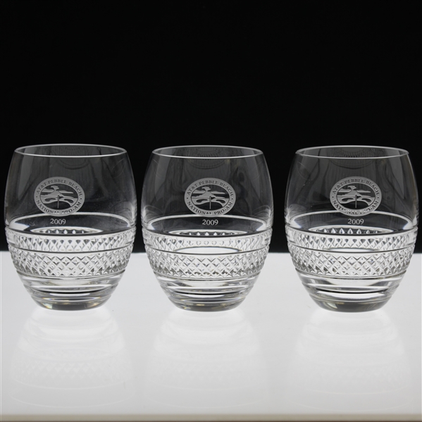 Three (3) 2009 National Pro-Am at Pebble Beach Waterford Crystal Goblets