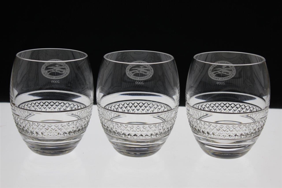 Three (3) 2009 National Pro-Am at Pebble Beach Waterford Crystal Goblets