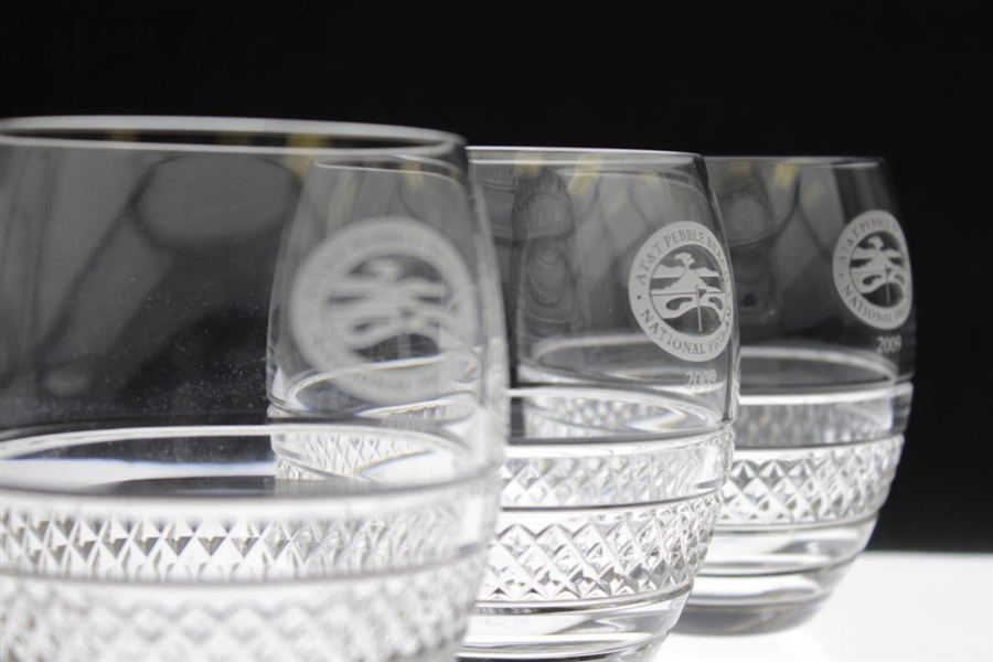 Three (3) 2009 National Pro-Am at Pebble Beach Waterford Crystal Goblets