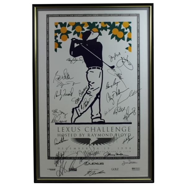 Arnold Palmer, Michael Jordan, Sean Connery, Griffey Jr. & others Signed 1998 Lexus Challenge Poster - Framed JSA ALOA