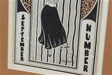 Outing September Number Woman Golfer by Malcolm Poster - Double Matted - Seldom Seen