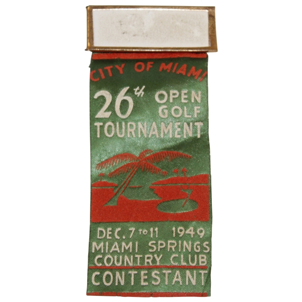 1949 Miami Open at Miami Springs CC Contestants Green & Red Embroidered Badge/Ribbon