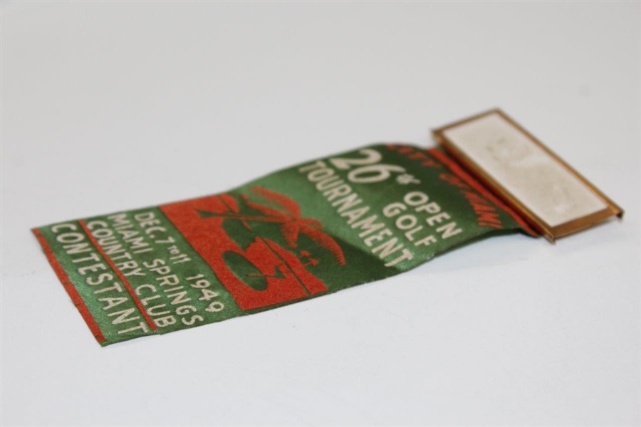 1949 Miami Open at Miami Springs CC Contestants Green & Red Embroidered Badge/Ribbon
